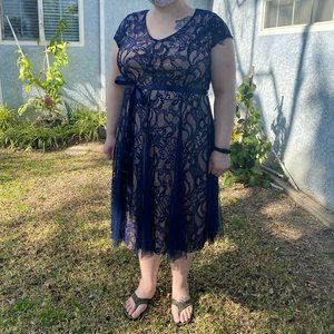 NWOT Beautiful Blue Lace Midi Dress